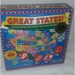 Great States Board Game International Playthings 2004 Geography Learning 7+